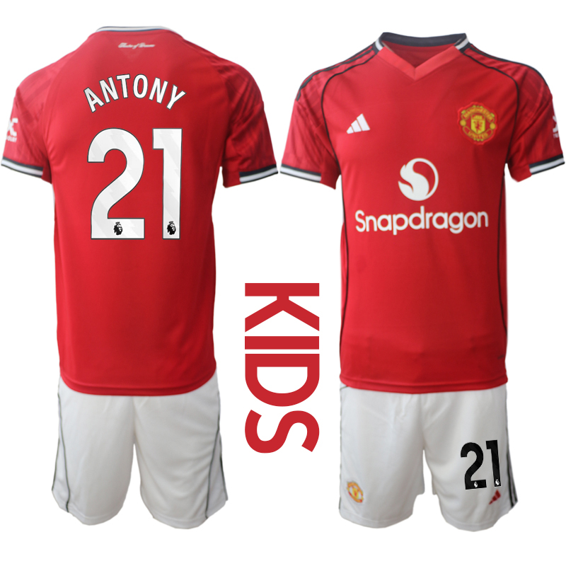 Youth 2025-2026 Club Manchester United home Red #21 Soccer Jersey->customized soccer jersey->Custom Jersey
